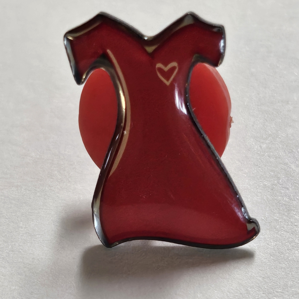 American Heart Association Red For Women Red Dress Enamel Lapel Pin .75" X .5